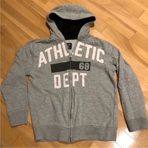 💥2/$30 Children's Place full zip up Boys Hoodie grey/ white/black-size 10/12 (L)